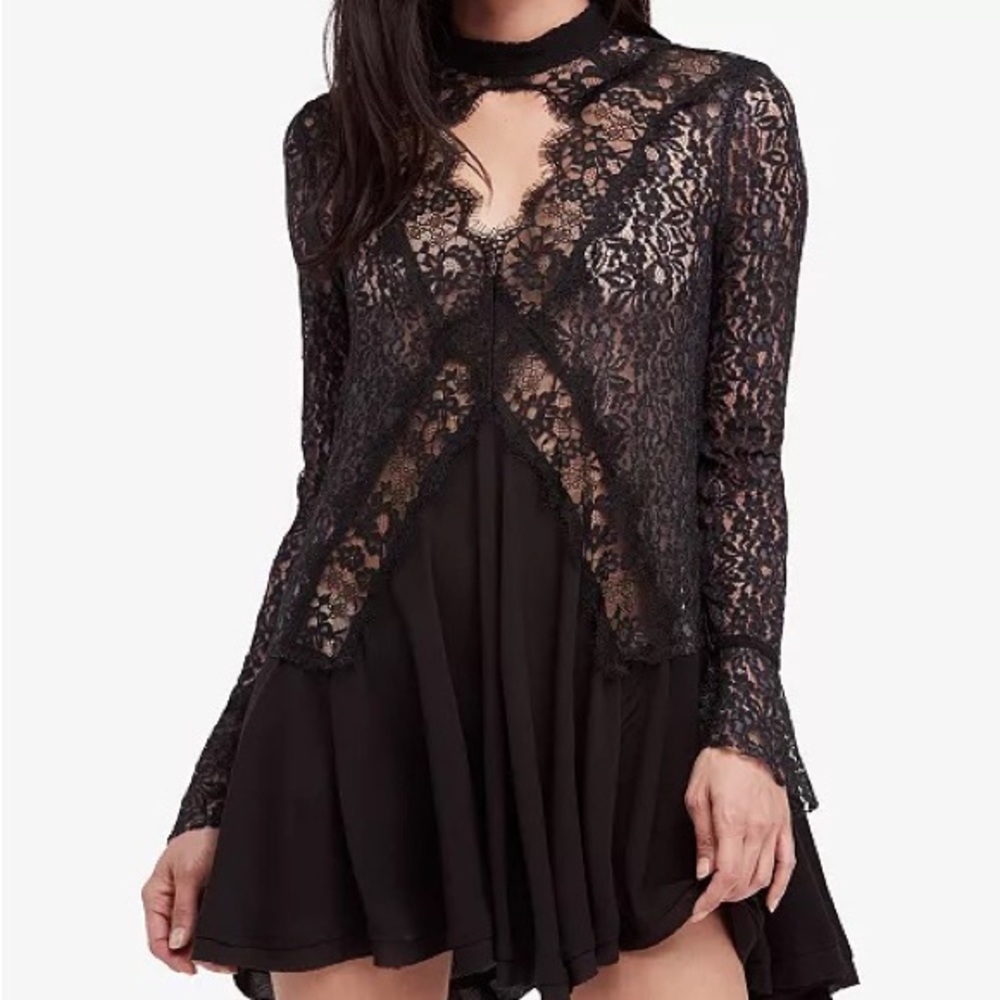 NWT Free People Tell Tale Lace Tunic Dress size M